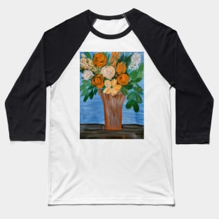 some abstract mixed flowers in a metallic vase Baseball T-Shirt